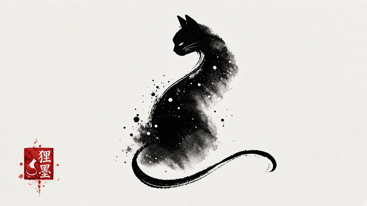LIMO 狸墨·灵宠司 brand logo: ink cat with red seal